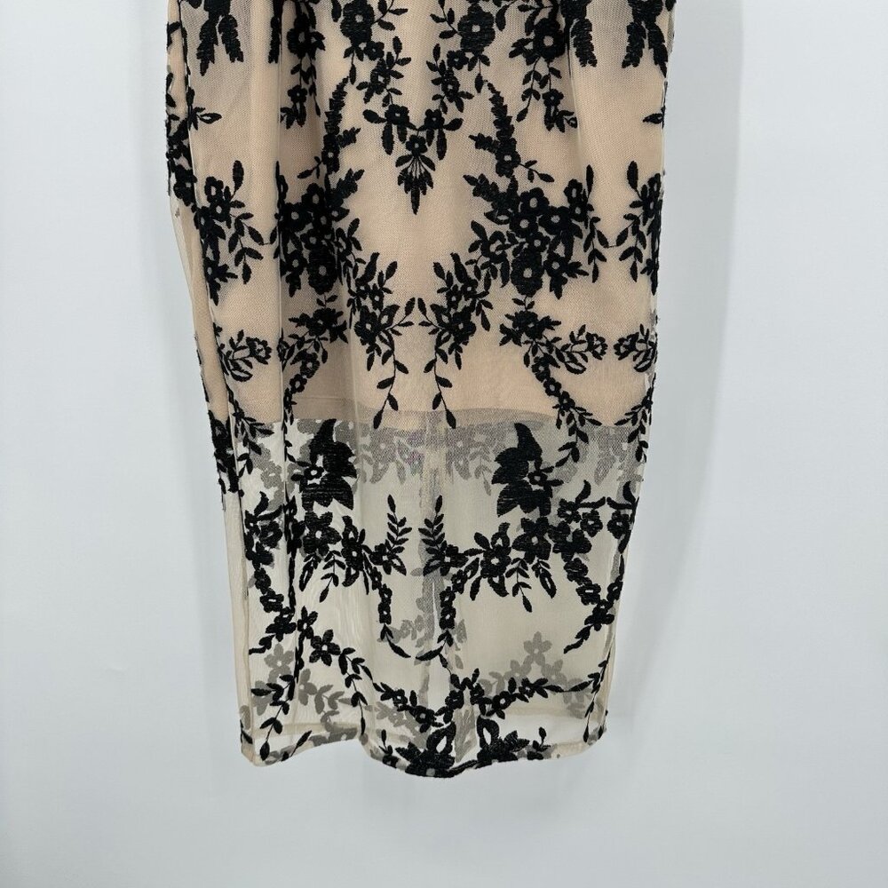 BARDOT dress sheer lace floral pencil wiggle party cocktail nude black SMALL - Picture 6 of 12